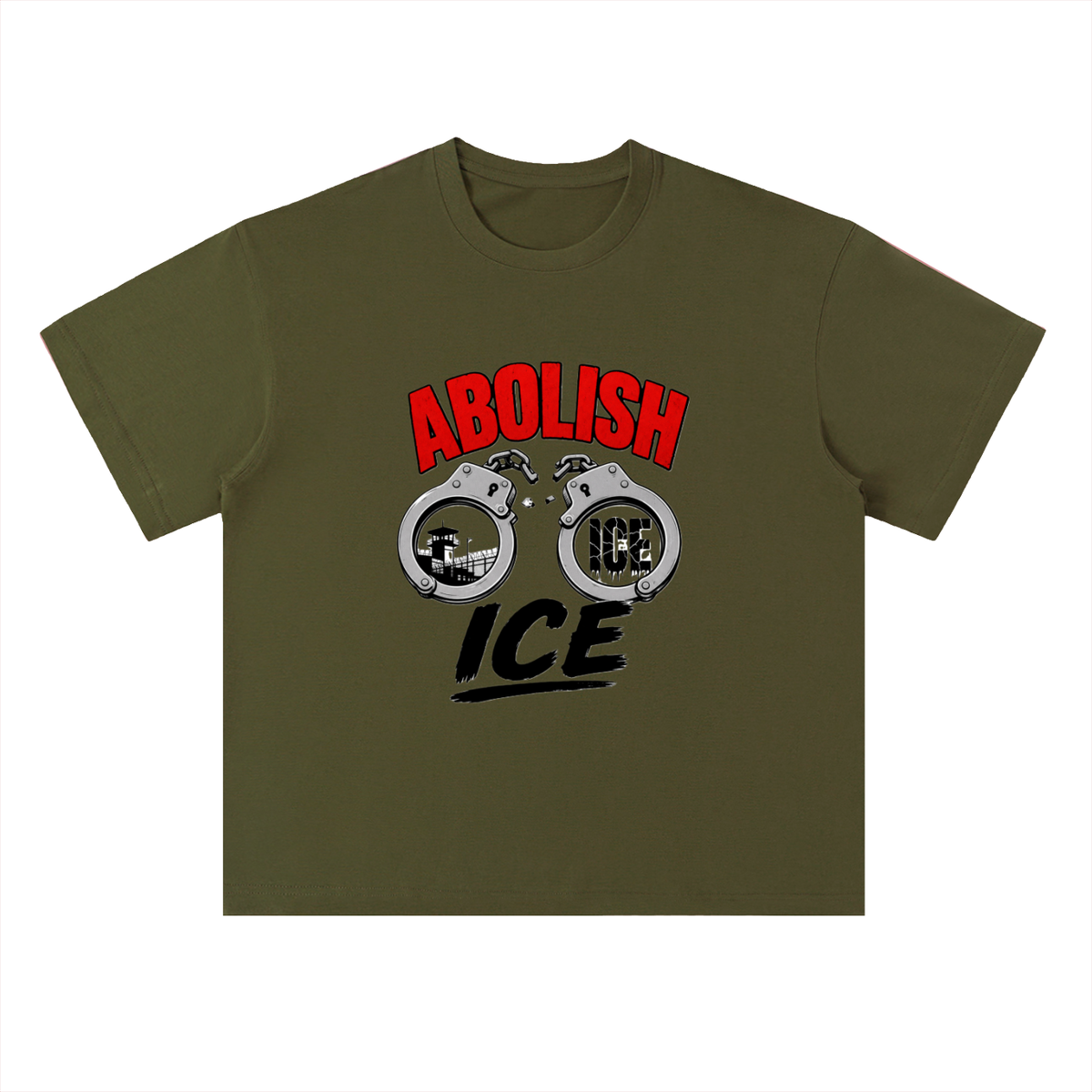 Abolish ICE Handcuffs Graphic Drop Shoulder Tee
