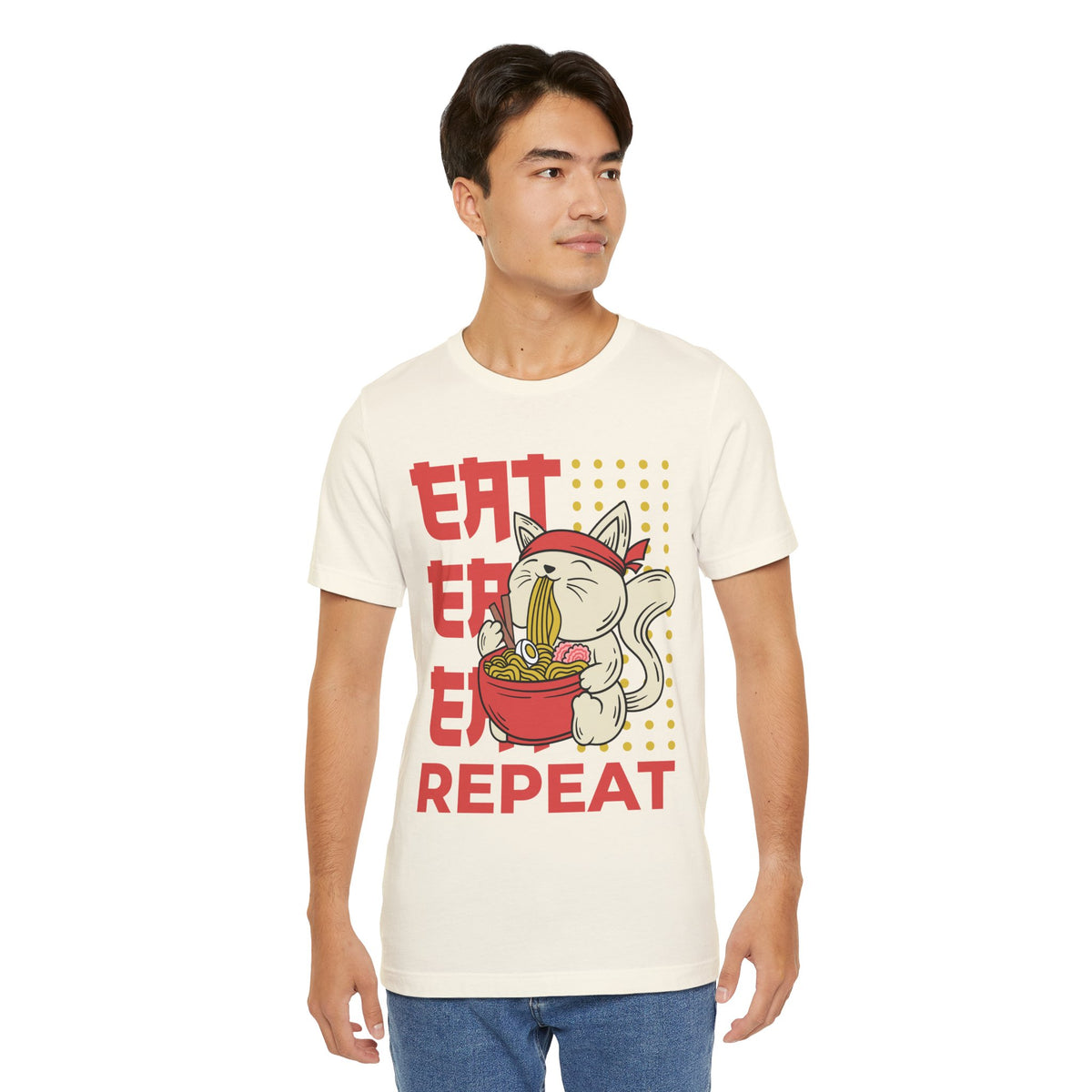 Ramen Cat Tee — "Eat Sleep Repeat" Cute Noodle Lover T-Shirt