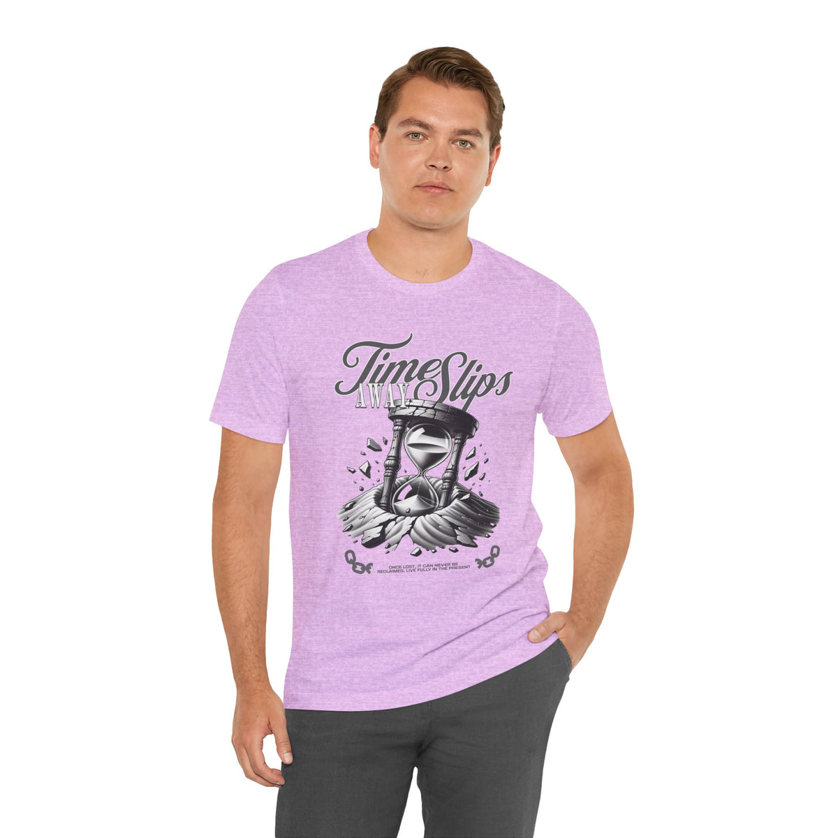 Time Slips Hourglass T‑Shirt — Vintage Black & White Graphic Tee