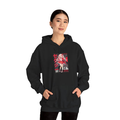 Anime Girl Graphic Hoodie — Red Retro Japanese Manga Design