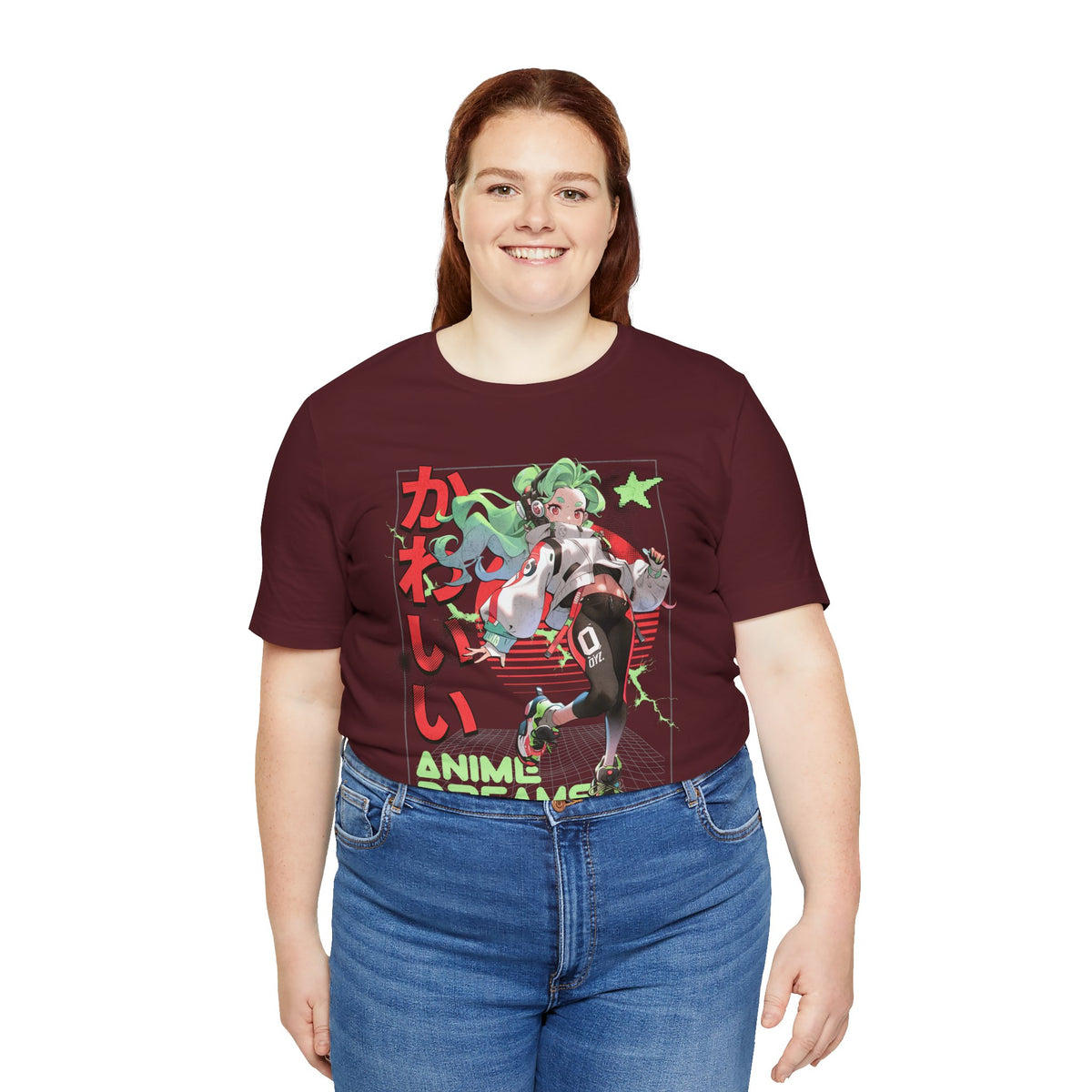 Anime Dreams Kawaii Tee — Neon Retro Anime Girl Graphic T-Shirt