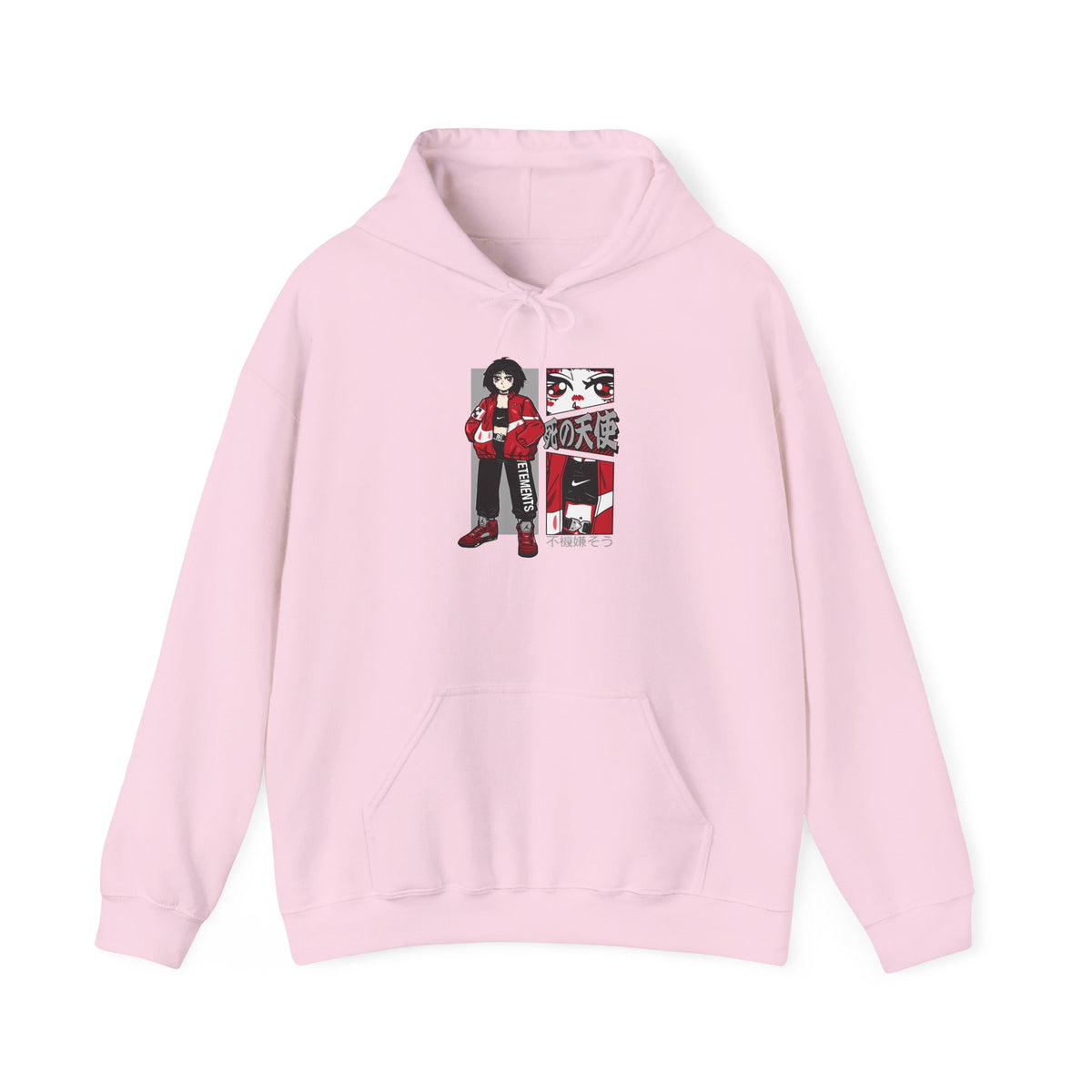 Anime Streetwear Red-Jacket Angel Hooded Sweatshirt