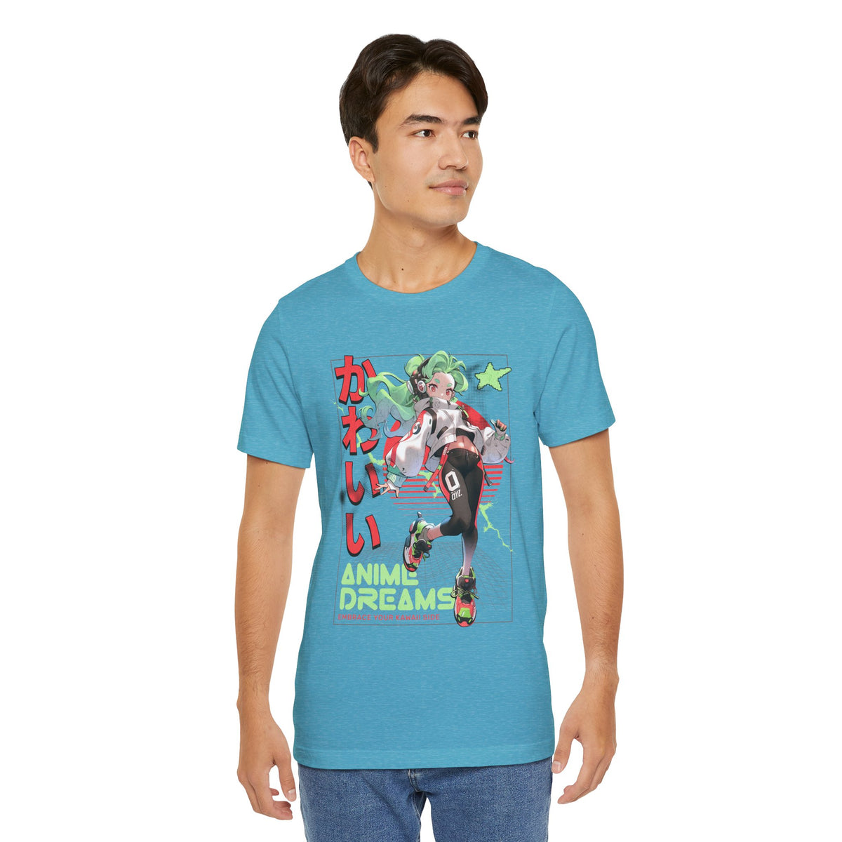 Anime Dreams Kawaii Tee — Neon Retro Anime Girl Graphic T-Shirt