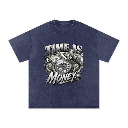 Time Is Money Snow-Washed Cotton Graphic Tee