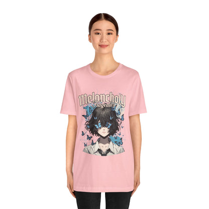 Melancholy Tragedia Anime Tee — Blue Butterflies Graphic T-Shirt