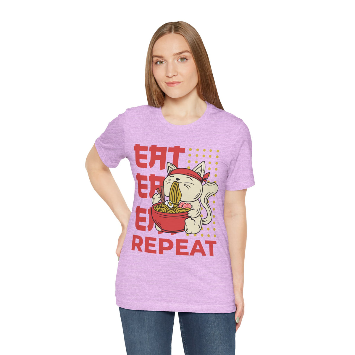 Ramen Cat Tee — "Eat Sleep Repeat" Cute Noodle Lover T-Shirt