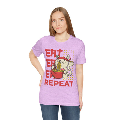 Ramen Cat Tee — "Eat Sleep Repeat" Cute Noodle Lover T-Shirt
