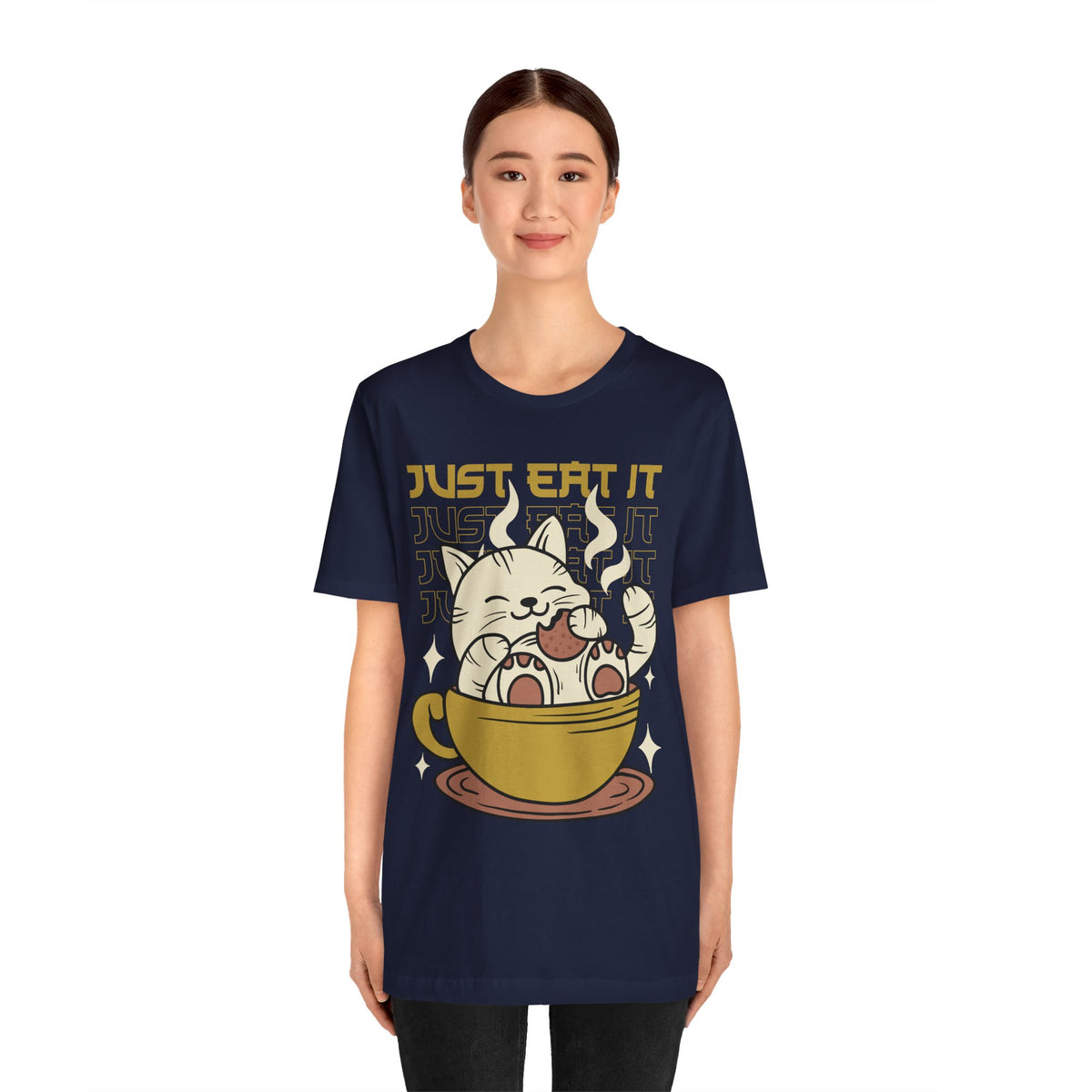 Just Eat It Cat Tee — Cute Kawaii Cat in Tea Cup T-Shirt