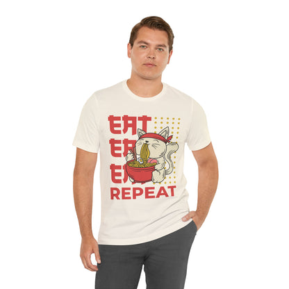 Ramen Cat Tee — "Eat Sleep Repeat" Cute Noodle Lover T-Shirt