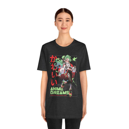Anime Dreams Kawaii Tee — Neon Retro Anime Girl Graphic T-Shirt