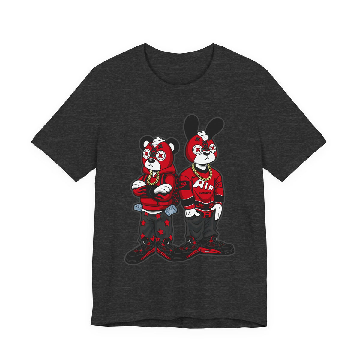 Streetwear Cartoon Bear & Bunny Tee — Hip Hop Graphic T-Shirt