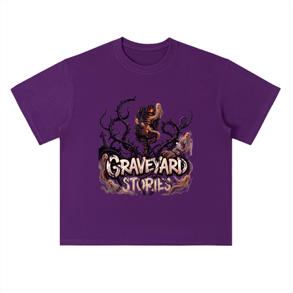 Graveyard Stories Gothic Horror Graphic Drop Shoulder Tee