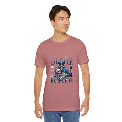 Endgame Got Busted Tee — Police Skull Graphic T-Shirt