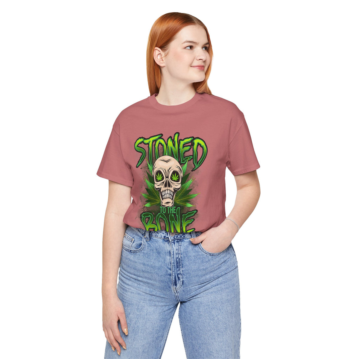 Stoned to the Bone Skull Tee — Cannabis Leaf Graphic T-Shirt
