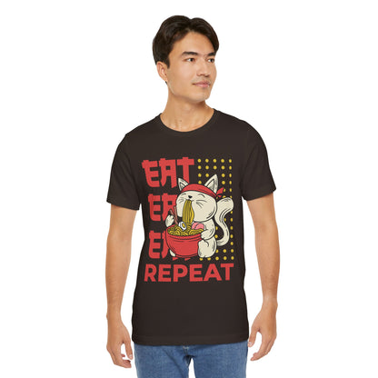 Ramen Cat Tee — "Eat Sleep Repeat" Cute Noodle Lover T-Shirt