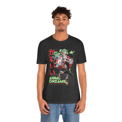 Anime Dreams Kawaii Tee — Neon Retro Anime Girl Graphic T-Shirt