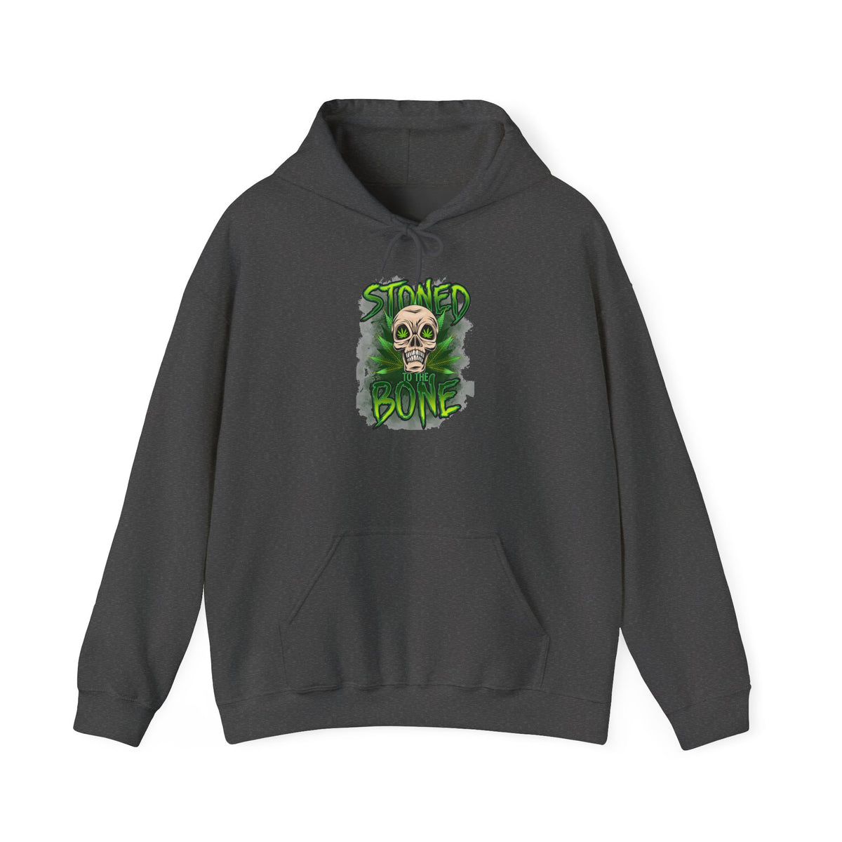 Skull 'Stoned Bone' Hoodie – Green Cannabis Skull Graphic Pullover