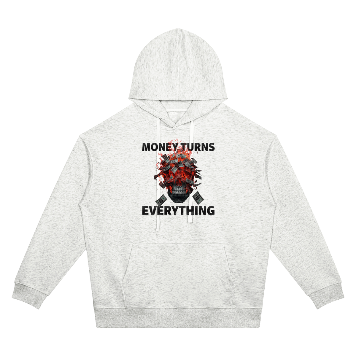 Burning Money Two-Sided Graphic Drop Shoulder Hoodie