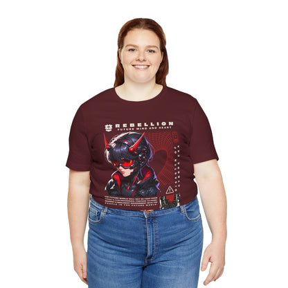 Anime Devil Girl Graphic Tee — "Rebellion" Cyberpunk Streetwear
