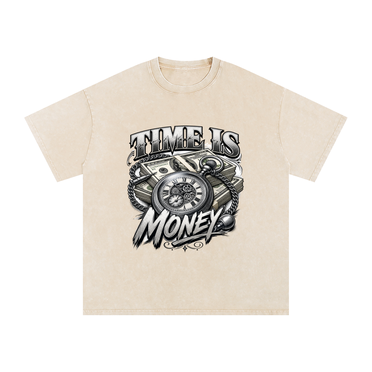 Time Is Money Snow-Washed Cotton Graphic Tee