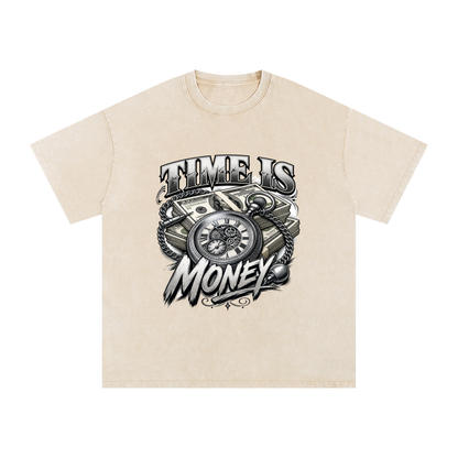 Time Is Money Snow-Washed Cotton Graphic Tee