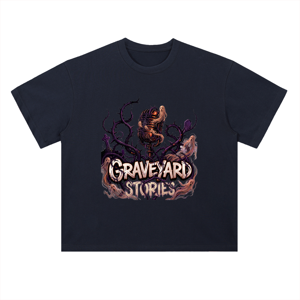 Graveyard Stories Gothic Horror Graphic Drop Shoulder Tee