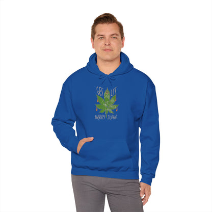Cannabis Leaf Hoodie - "Get High" Retro Green Graphic Pullover