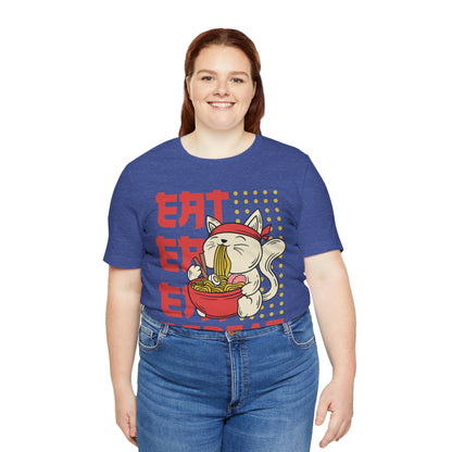 Ramen Cat Tee — "Eat Sleep Repeat" Cute Noodle Lover T-Shirt