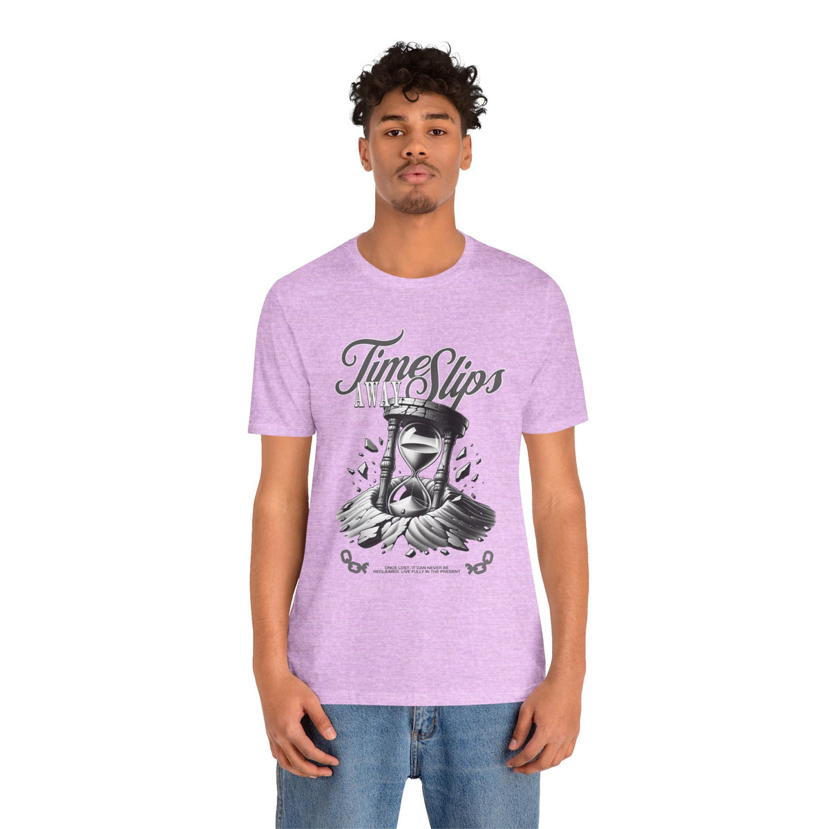 Time Slips Hourglass T‑Shirt — Vintage Black & White Graphic Tee