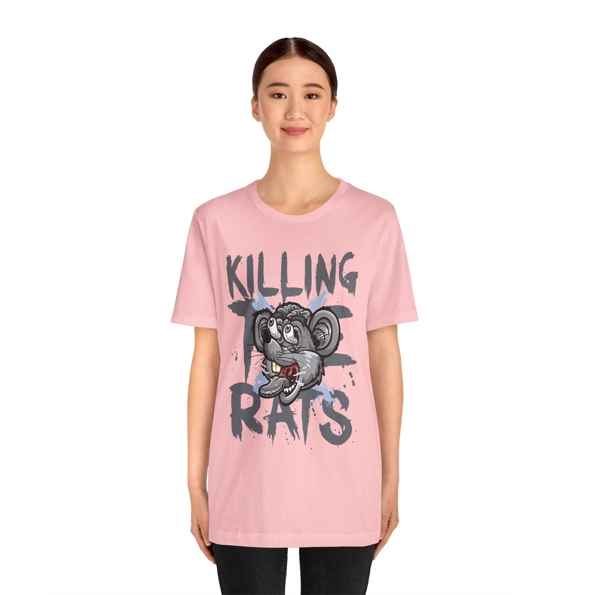 Killing Rats Graphic Tee – Edgy Cartoon Rat Skull Streetwear