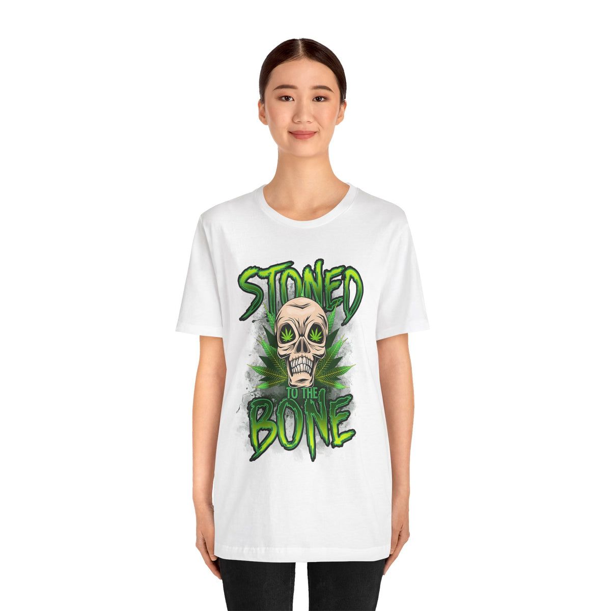 Stoned to the Bone Skull Tee — Cannabis Leaf Graphic T-Shirt
