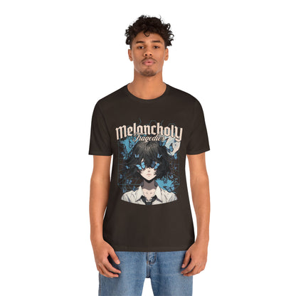 Melancholy Tragedia Anime Tee — Blue Butterflies Graphic T-Shirt