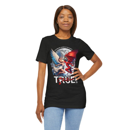 True Love Tee — Angel & Devil Heart Graphic T-Shirt