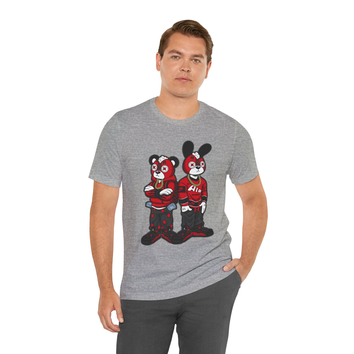 Streetwear Cartoon Bear & Bunny Tee — Hip Hop Graphic T-Shirt