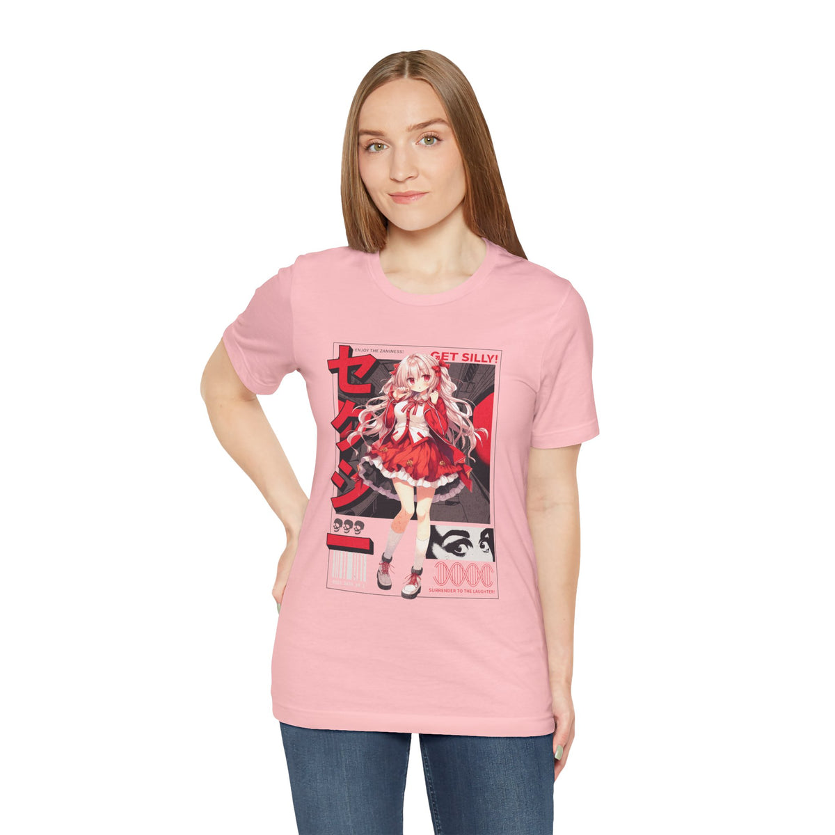 Anime Girl Graphic Tee — "Get Silly!" Red Harajuku Style T-Shirt