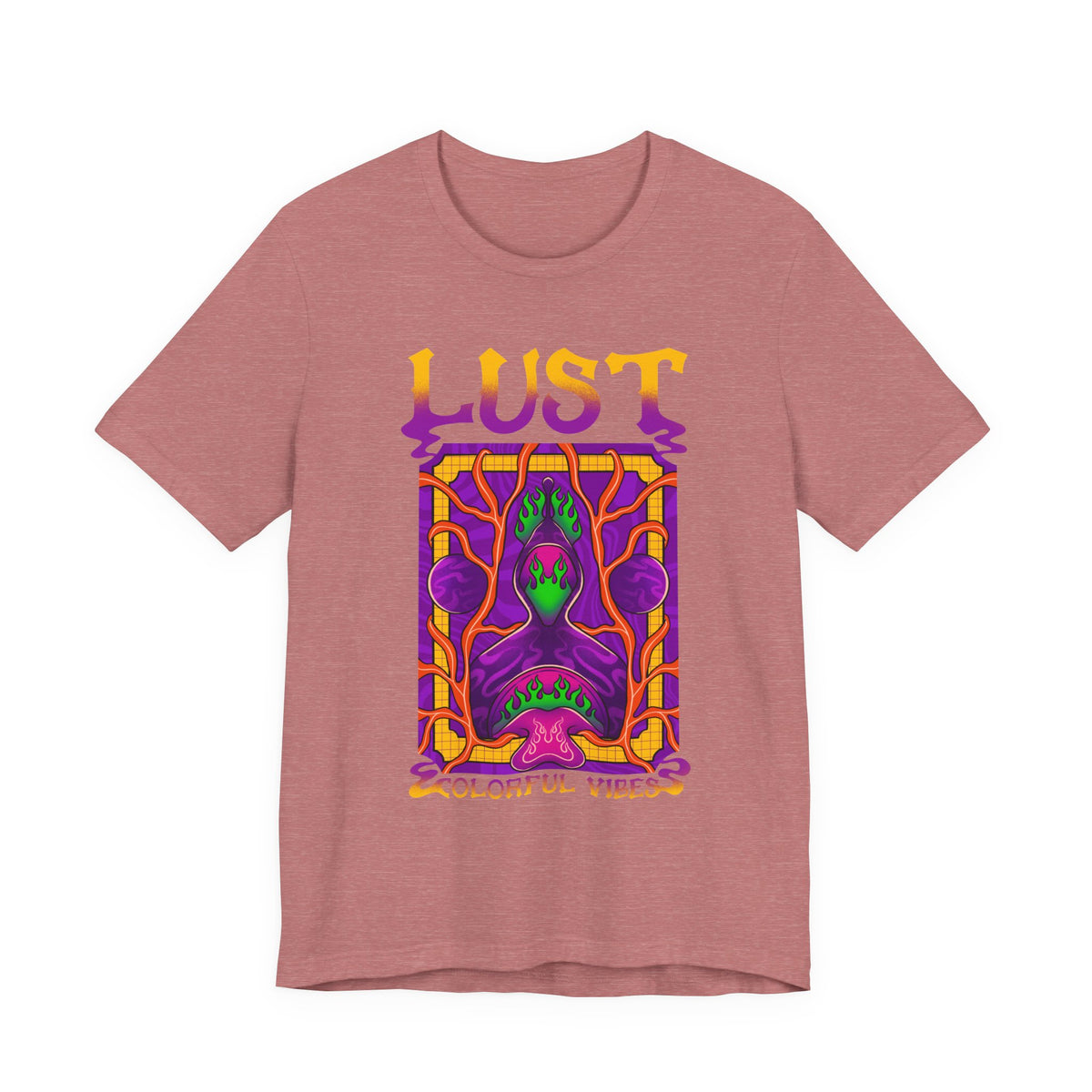 Lust Colorful Vibes Graphic Tee — Psychedelic Tarot-Inspired T-Shirt