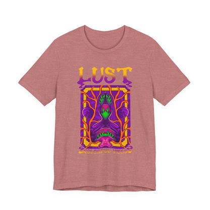 Lust Colorful Vibes Graphic Tee — Psychedelic Tarot-Inspired T-Shirt