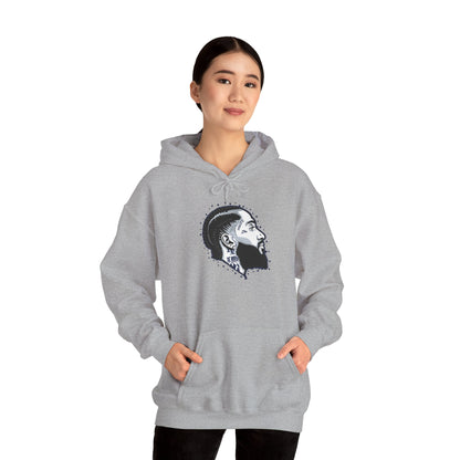 Portrait Graphic NIPSEY – Side Profile Ink Illustration Hooded