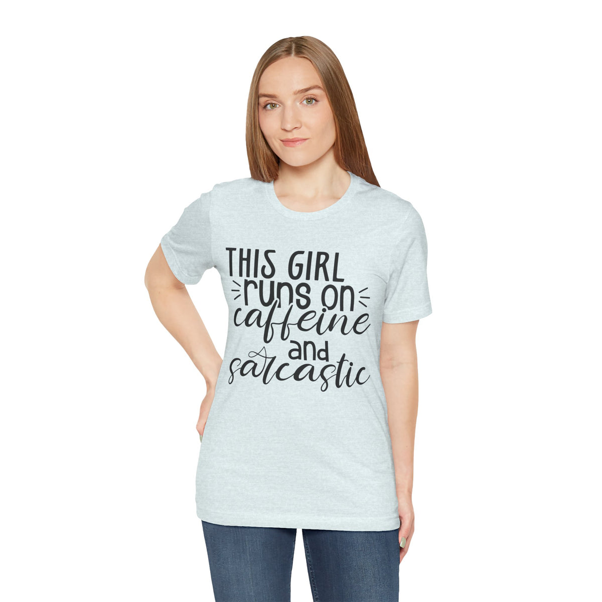 Funny Women’s Tee — "This Girl Runs on Caffeine and Sarcastic"