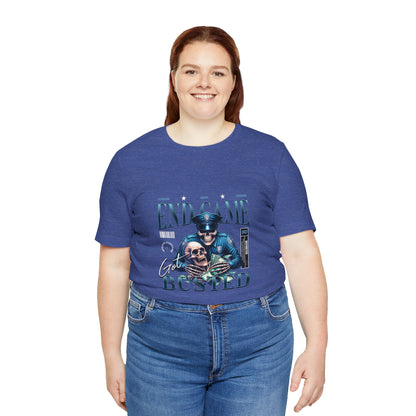 Endgame Got Busted Tee — Police Skull Graphic T-Shirt