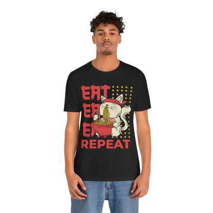 Ramen Cat Tee — "Eat Sleep Repeat" Cute Noodle Lover T-Shirt