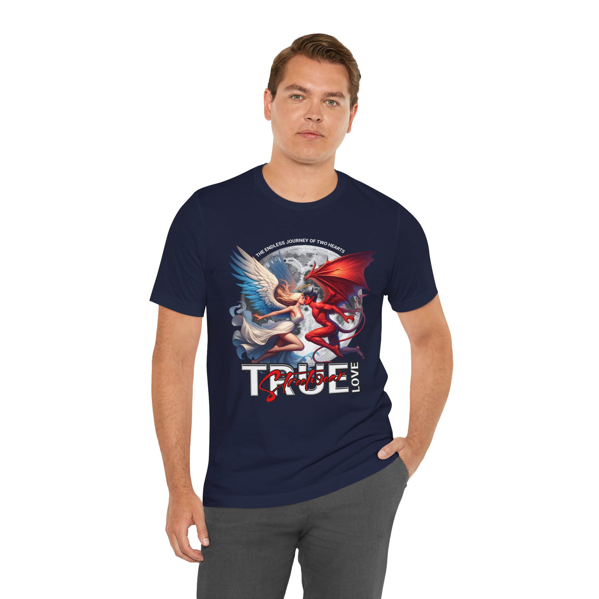 True Love Tee — Angel & Devil Heart Graphic T-Shirt
