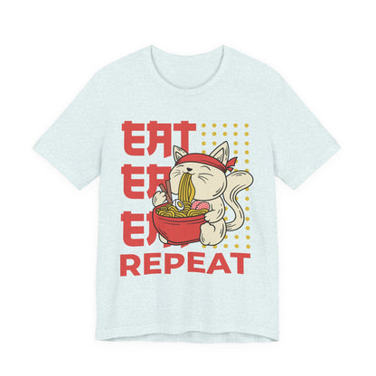 Ramen Cat Tee — "Eat Sleep Repeat" Cute Noodle Lover T-Shirt