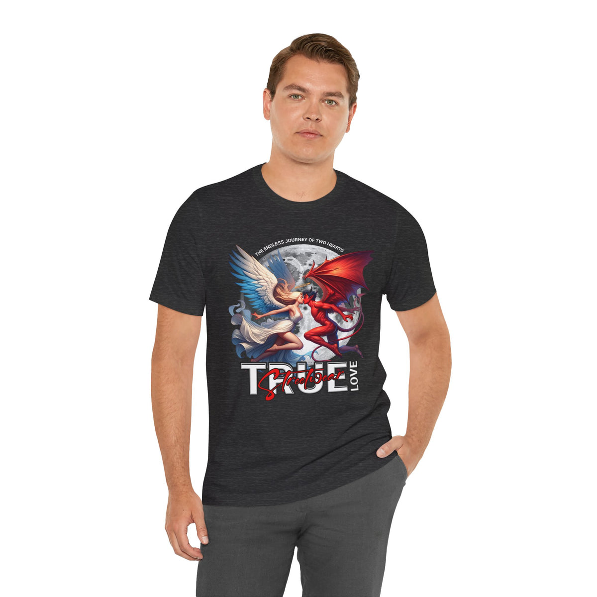 True Love Tee — Angel & Devil Heart Graphic T-Shirt