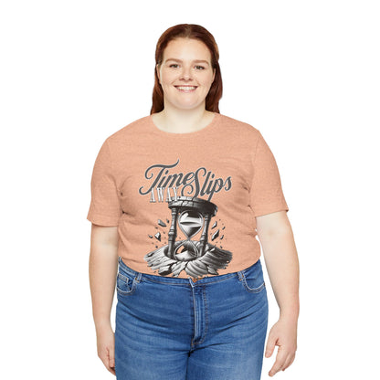 Time Slips Hourglass T‑Shirt — Vintage Black & White Graphic Tee