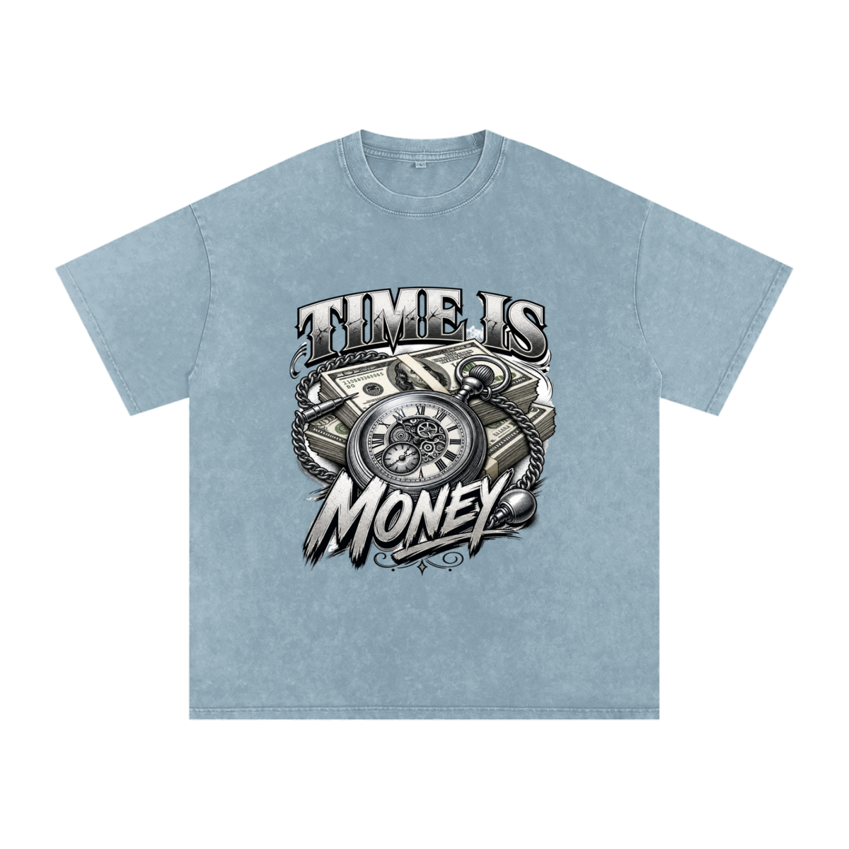 Time Is Money Snow-Washed Cotton Graphic Tee