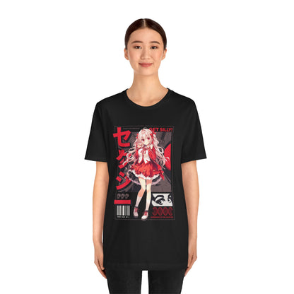 Anime Girl Graphic Tee — "Get Silly!" Red Harajuku Style T-Shirt