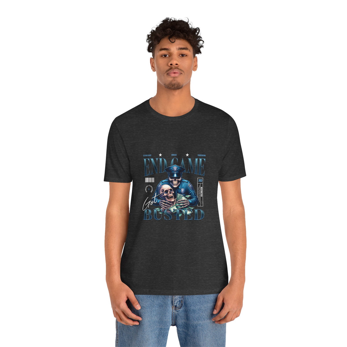 Endgame Got Busted Tee — Police Skull Graphic T-Shirt