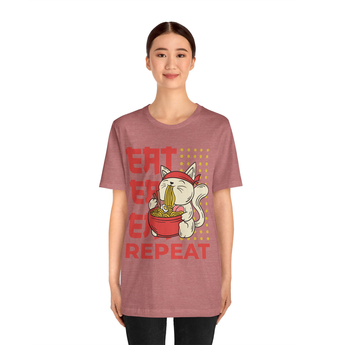 Ramen Cat Tee — "Eat Sleep Repeat" Cute Noodle Lover T-Shirt