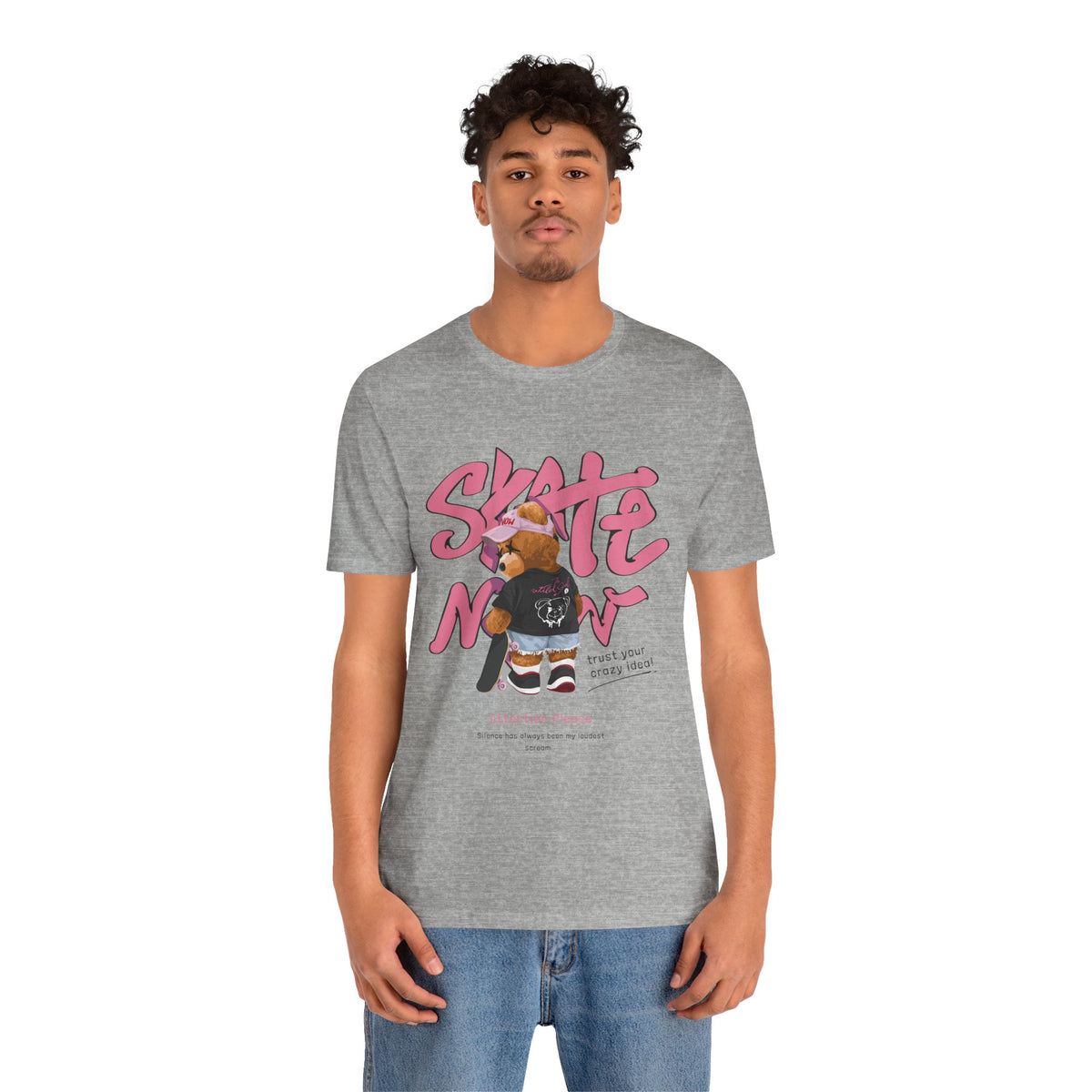Skate Mom Bear Tee — Cute Pink Skateboard Graphic T-Shirt